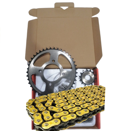 "Kit de Arrastre para NKD 125 con Cadena Encauchetada Dorada"